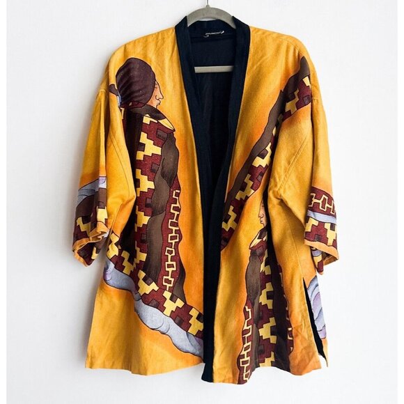 Dancing Girlóprint by Irene Klar Silk Hand Painted Jacket XL - Picture 2 of 12